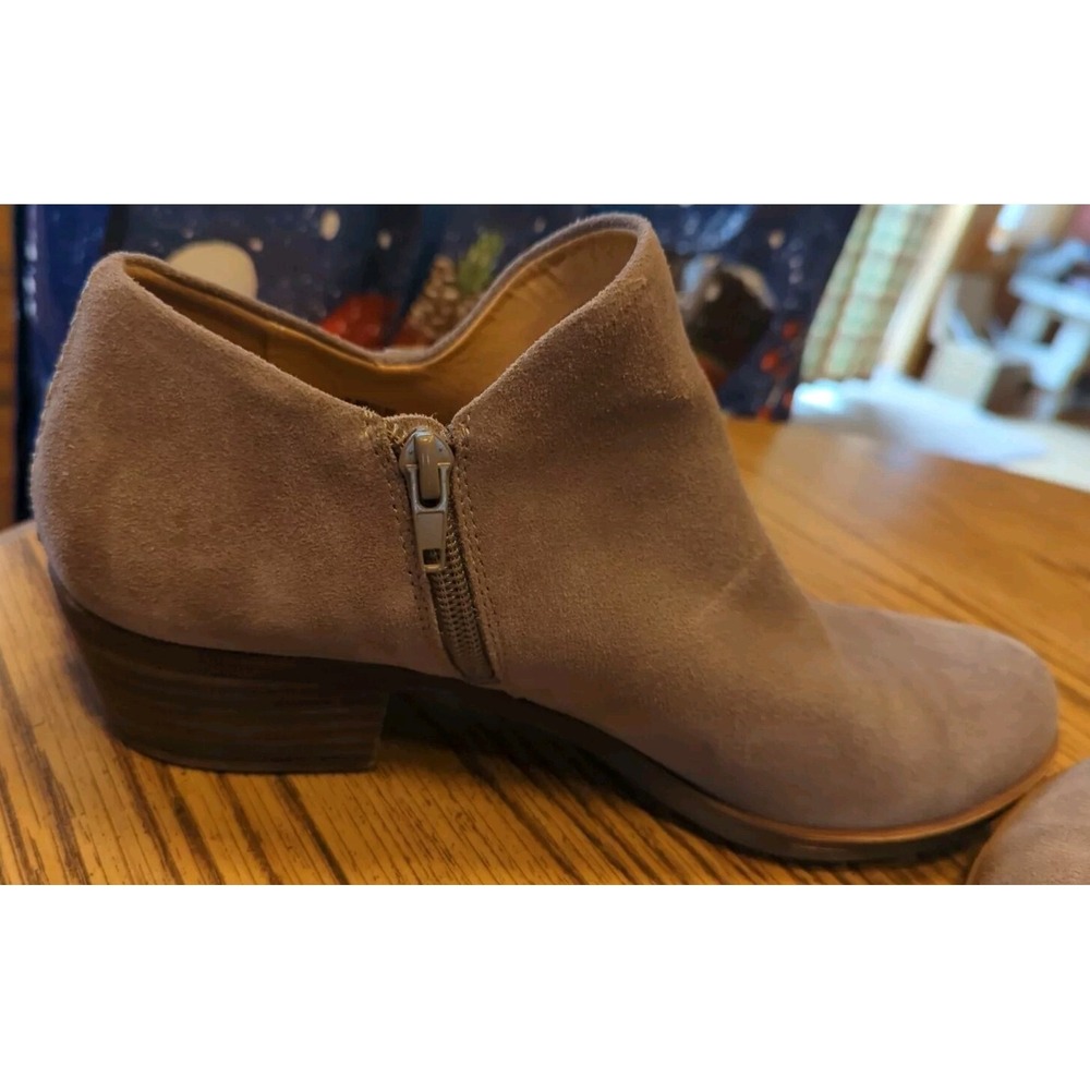 Lucky Brand Women's 9.5 M Gray Leather Zip Ankle Booties Boots Brixlee Low 1.75" - Picture 6 of 9